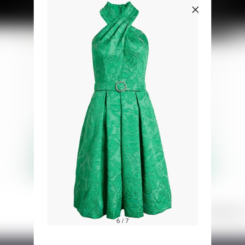 Eliza J Strapless Green Floral Dress
